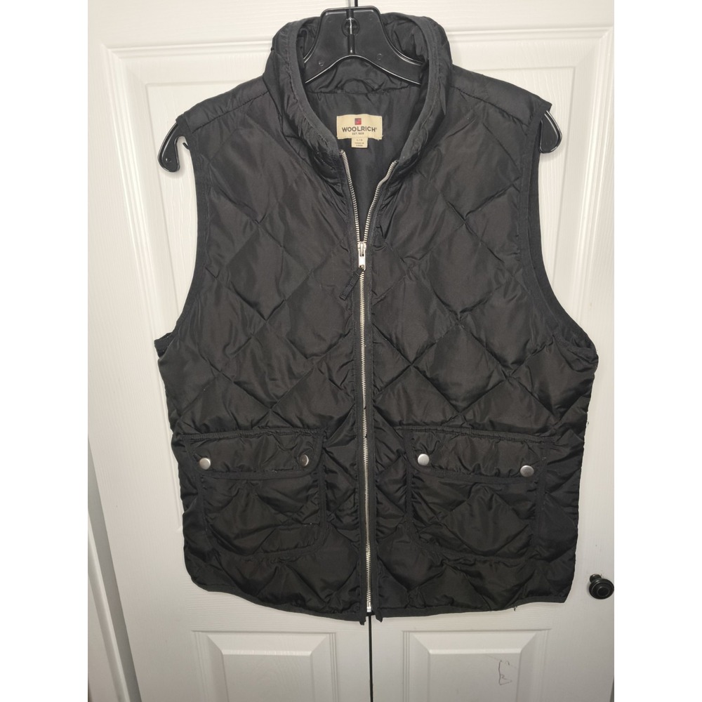 Woolrich Vest Womens Large Black Quilted Down Insulated Puffer Outdoor Pockets‎